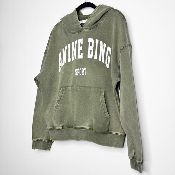 Anine Bing Sport Harvey Hoodie Sweatshirt in Dusty Olive Size Small - Picture 5 of 10